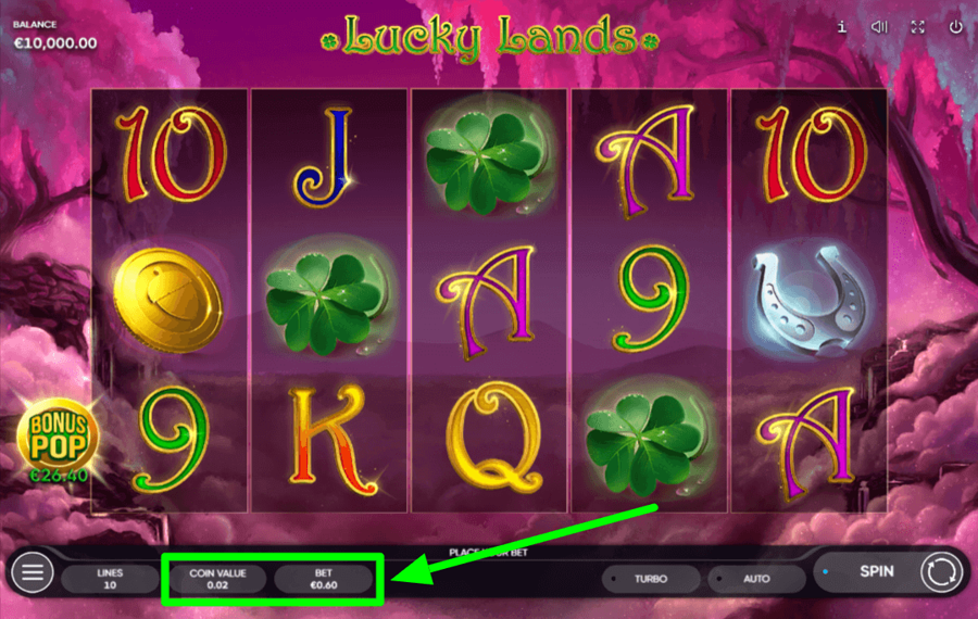 Lucky Lands Выберите сумму ставки.