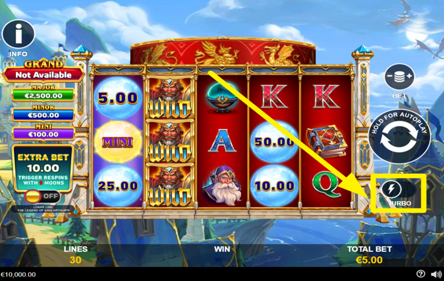 Lunar Link The Legend of King Arthur AUMENTARE LA VELOCITÀ DEL BOBINA.