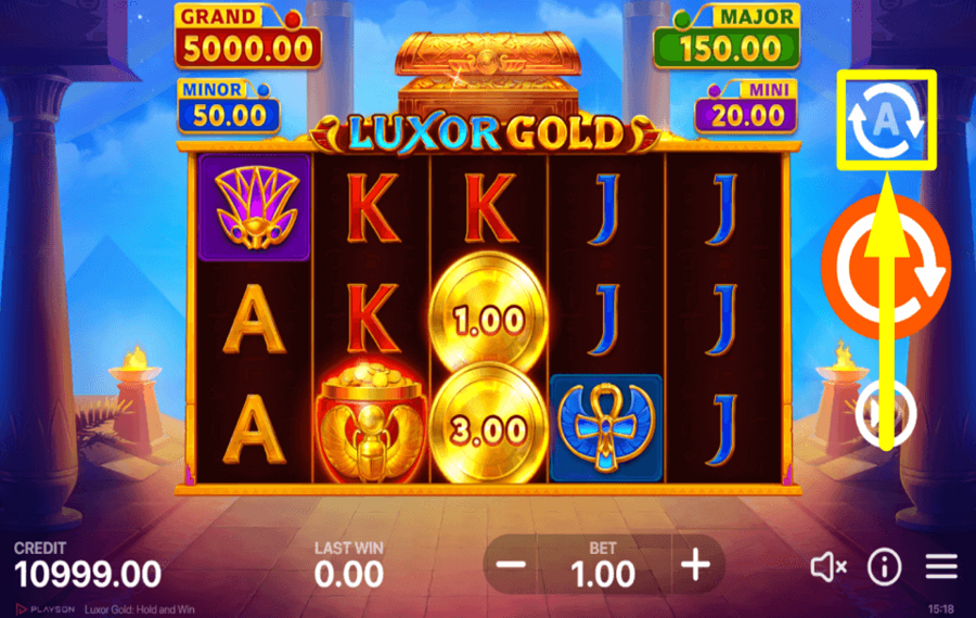 Luxor Gold Hold and Win CHOOSE AUTOMATIC SPINS.