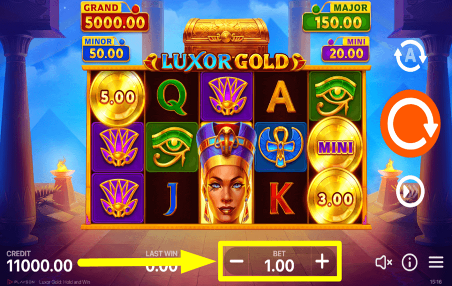Luxor Gold Hold and Win CAST YOUR BET.