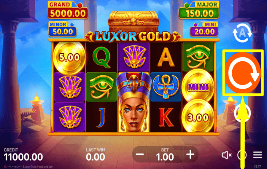 Luxor Gold Hold and Win CLICK SPIN TO WIN.