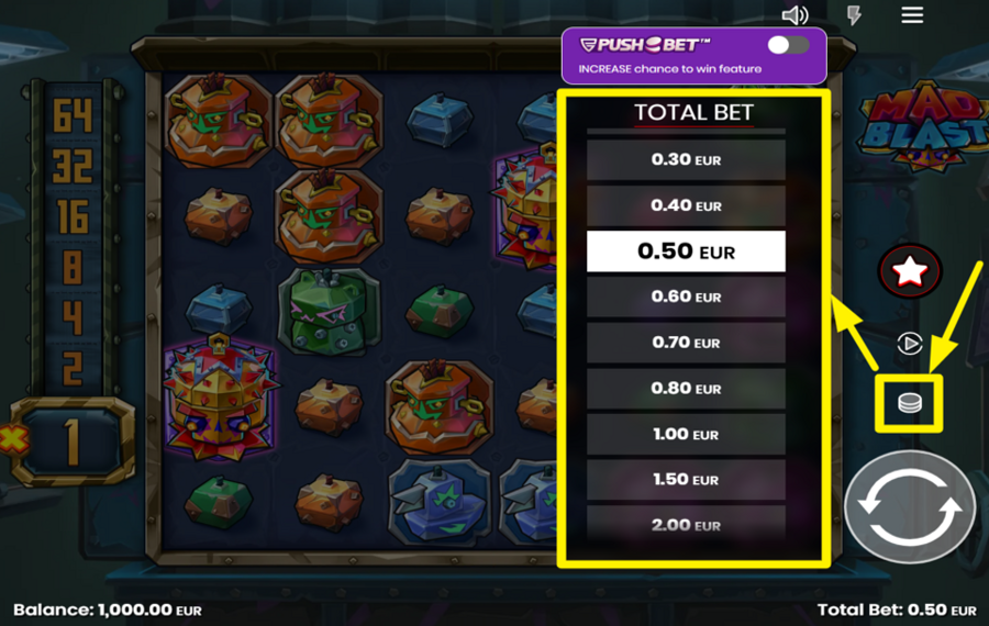 Mad Blast ASSEGNARE UN VALORE ALLA SCOMMESSA.