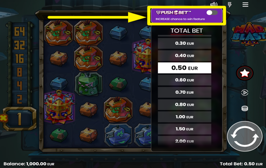 Mad Blast ATTIVA PUSH BET.