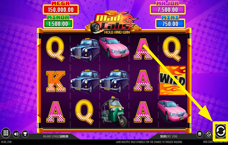 Mad Cabs Hold and Win ВРАЩАЙТЕ БАРАБАНОВЫ.