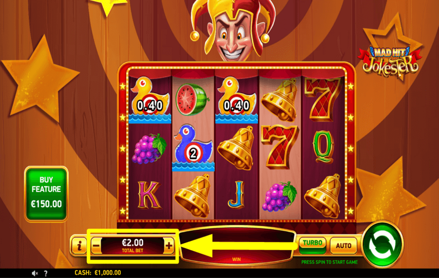 Mad Hit Jokester WÄHLEN SIE DEN EINSATZ.