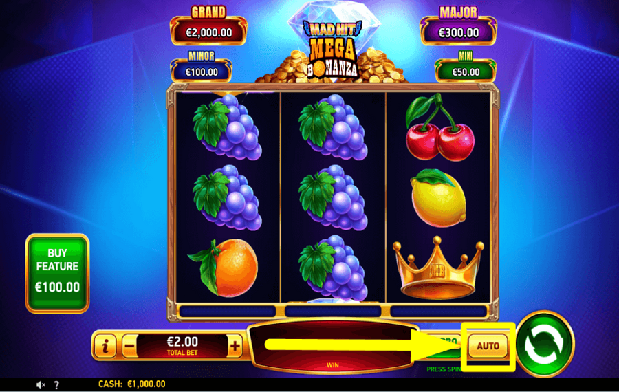 Mad Hit MegaBonanza ELIGE REPRODUCCIÓN AUTOMÁTICA.