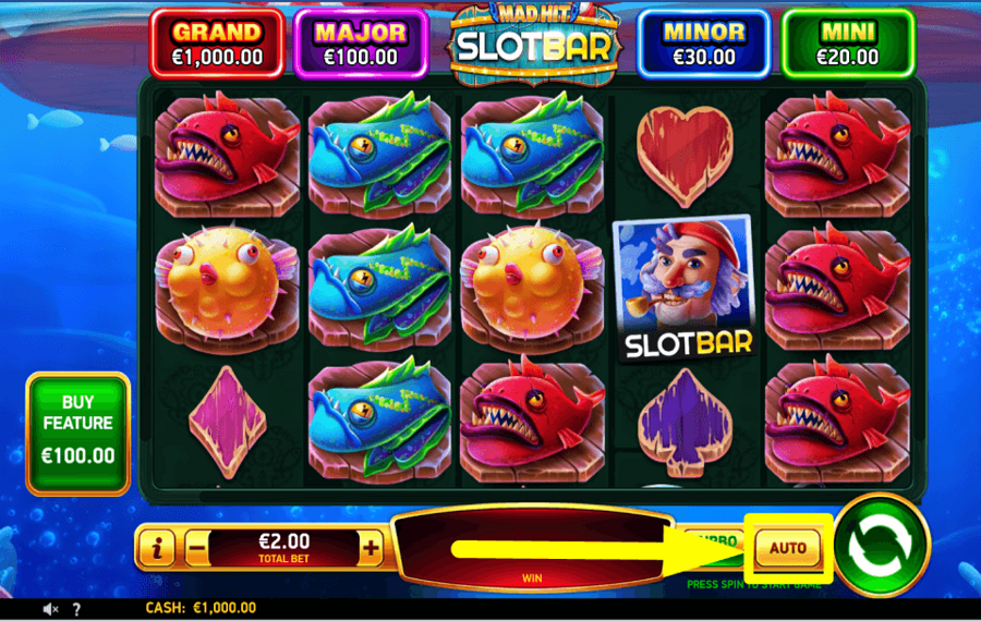 Mad Hit SlotBar APLICAR REPRODUCCIÓN AUTOMÁTICA.