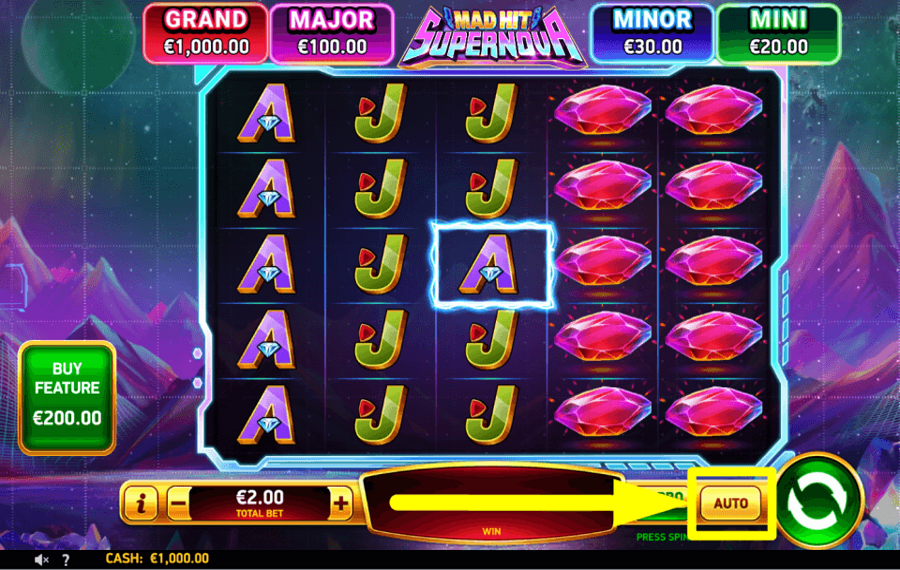 Mad Hit Supernova VERWENDEN SIE AUTOMATISCHE SPINS.