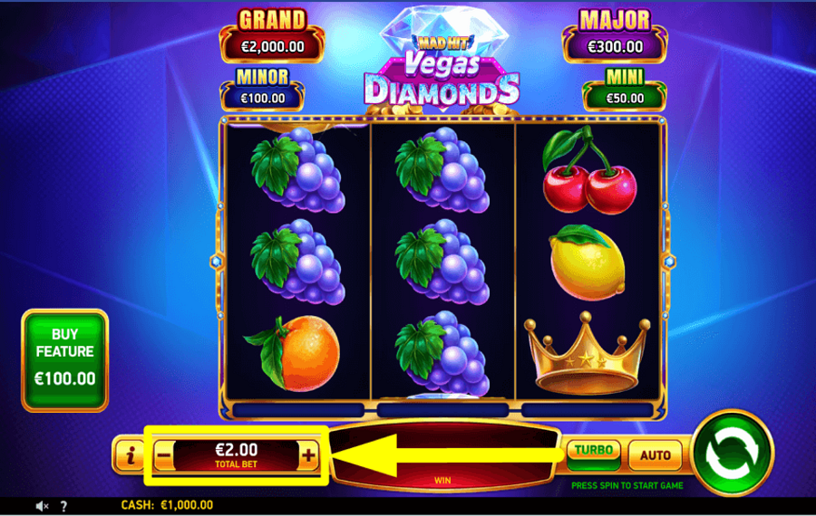Mad Hit Vegas Diamonds PLACE YOUR BET.