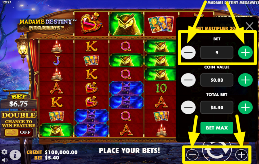 Madame Destiny Megaways SET YOUR BET LEVEL.