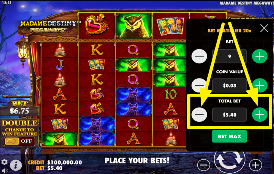 Madame Destiny Megaways ADJUST YOUR TOTAL WAGER.