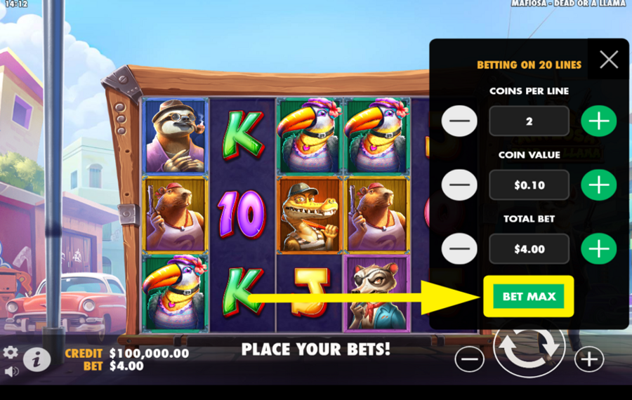 Mafiosa Dead or a Llama ALLOCATE THE PEAK BETTING AMOUNT.