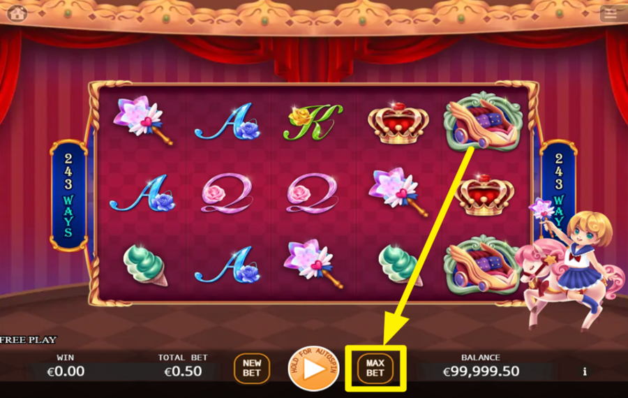 Magic Carousel ADJUST THE BET TO THE MAXIMUM.