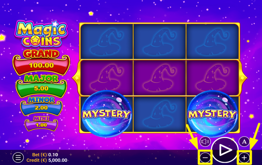 Magic Coins SPECIFY YOUR WAGER.