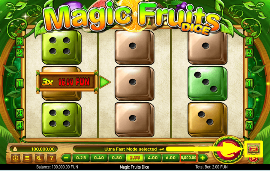 Magic Fruits Dice ACCELERA IL GIOCO.