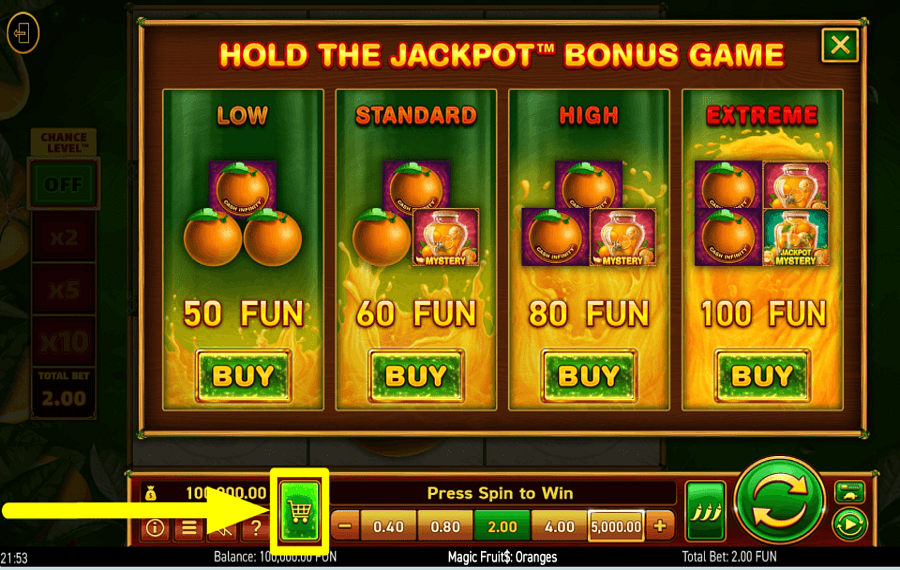 Magic Fruits Oranges ACHETEZ DES BONUS.