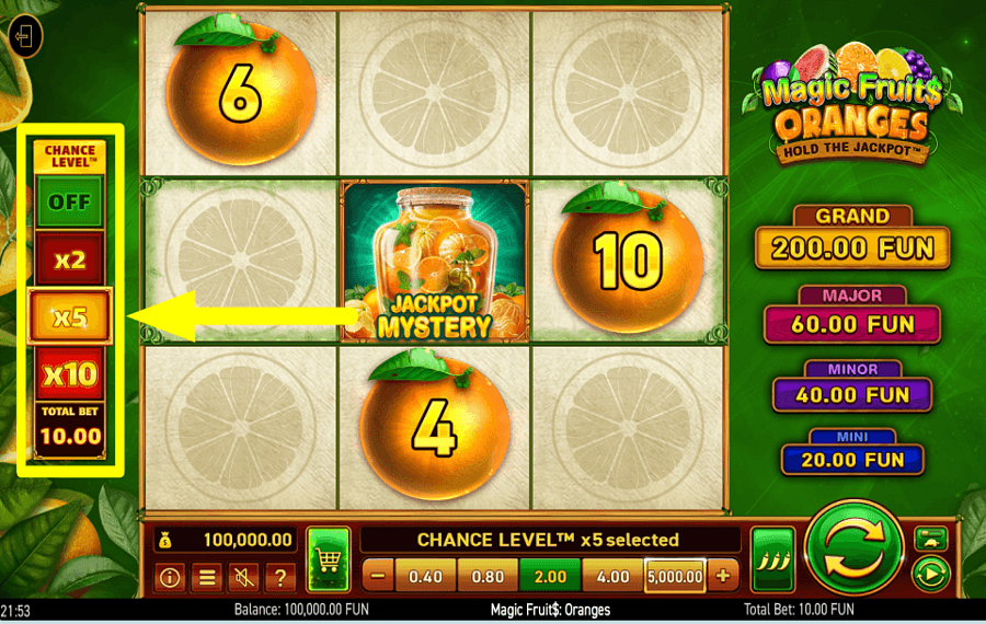 Magic Fruits Oranges SAISISSEZ VOTRE CHANCE.