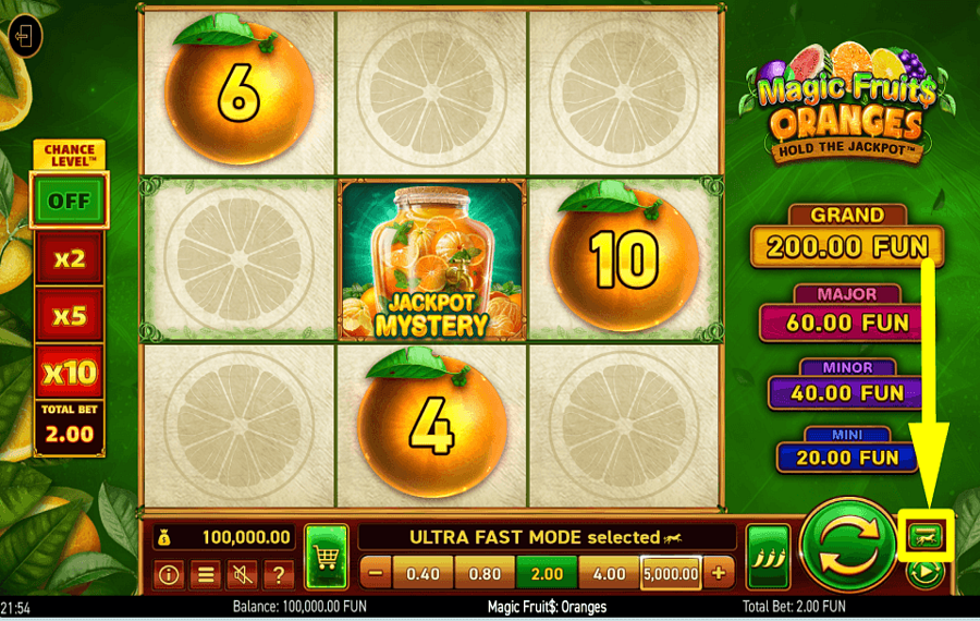 Magic Fruits Oranges ACCÉLÉREZ LE JEU.