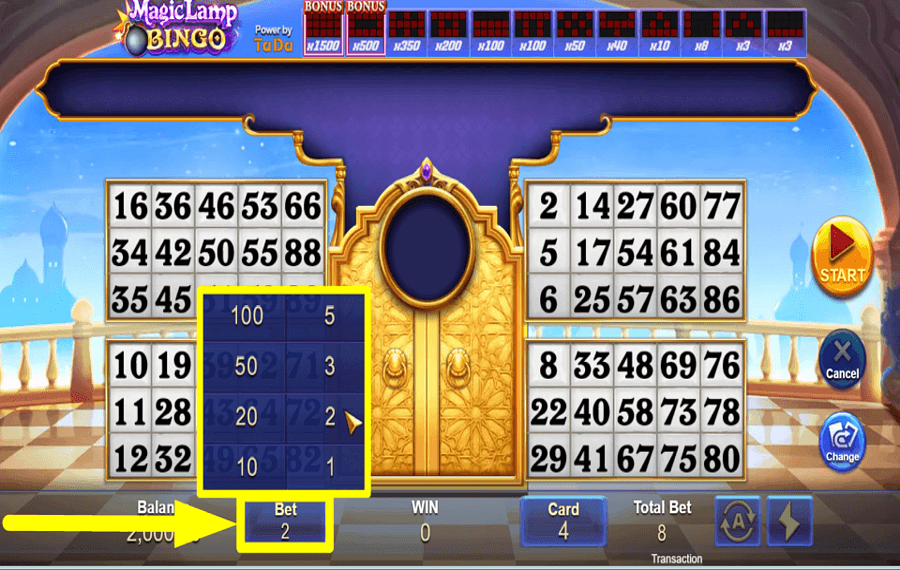 Magic Lamp Bingo ВЫБЕРИТЕ СВОЮ СТАВКУ.
