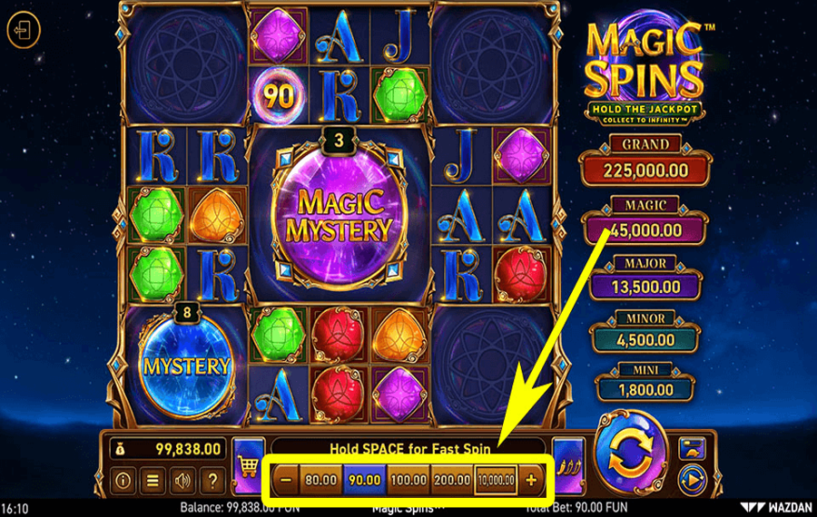Magic Spins Choisissez le montant de votre mise.