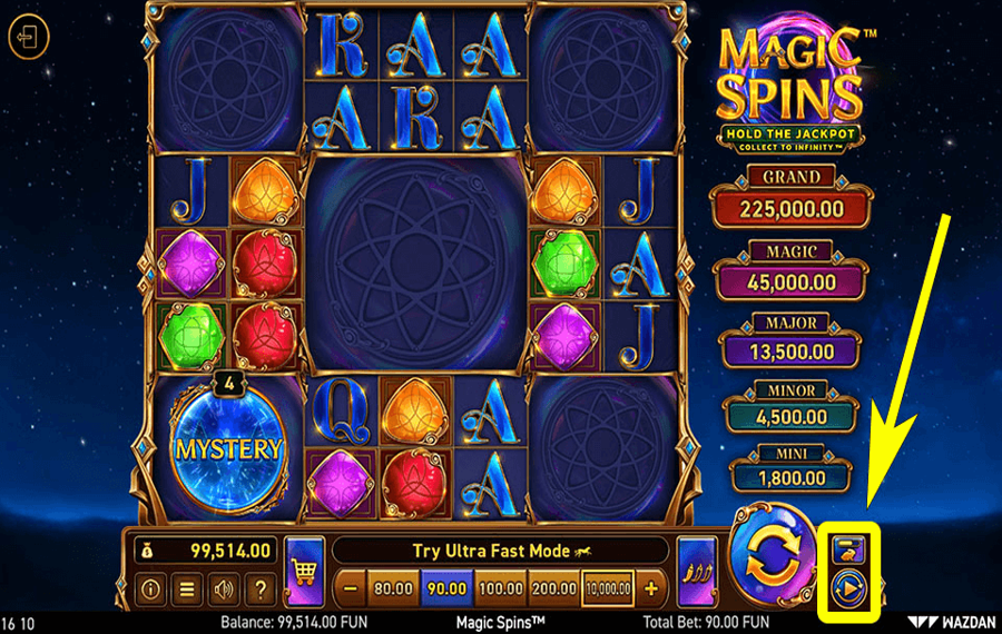 Magic Spins Utilisation des fonctionnalités optionnelles « Lecture automatique » et « Turbo ».