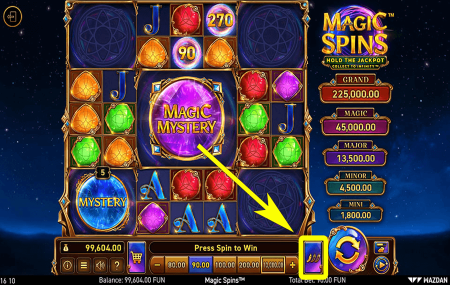 Magic Spins En utilisant le bouton optionnel « Volatilité ».