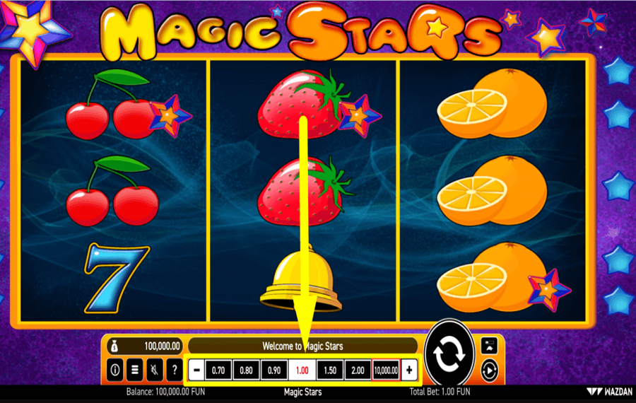 Magic Stars SELECCIONA EL VALOR DE LA APUESTA.