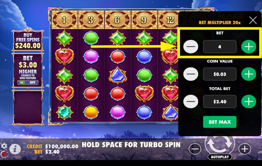 Magical Moon PICK A BET LEVEL.