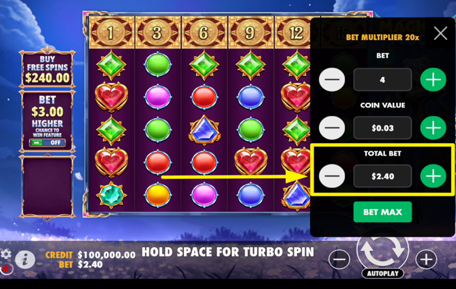 Magical Moon CHANGE YOUR TOTAL STAKE.