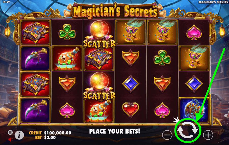 Magicians Secrets Click on the “Spin” button.