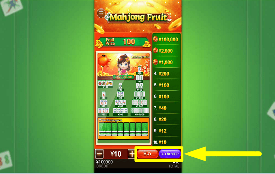 Mahjong Fruit ACHETEZ DES CARREAUX.