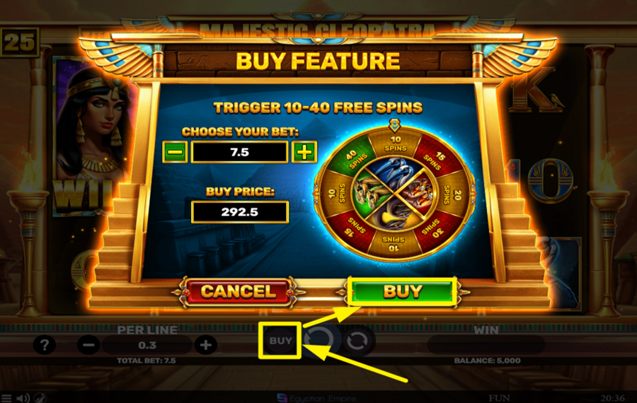 Majestic Cleopatra KAUFEN SIE DIE BONUSFUNKTION.