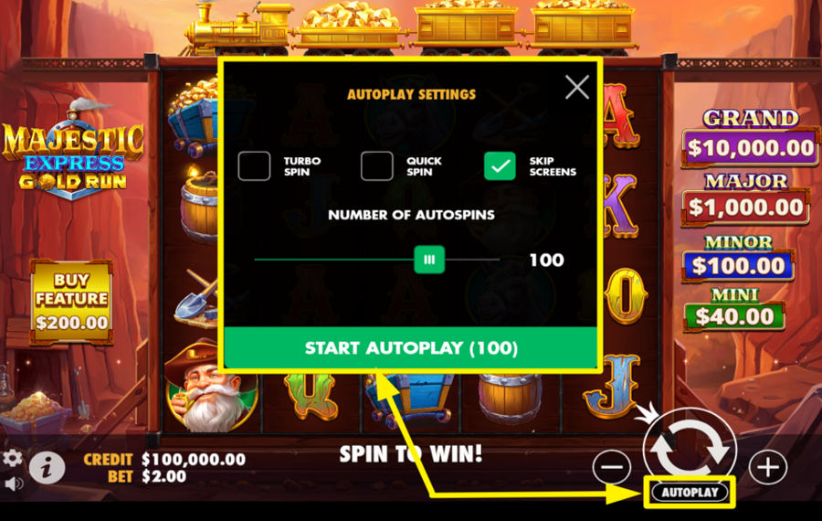 Majestic Express Gold Run DÉCLENCHEZ DES TOURS AUTOMATIQUES.