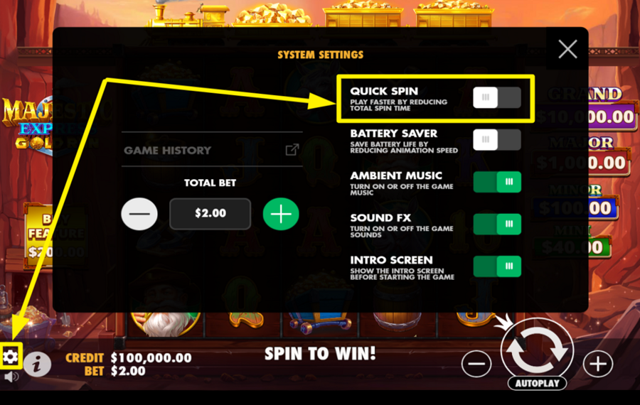 Majestic Express Gold Run AMPLIFIEZ LE JEU.