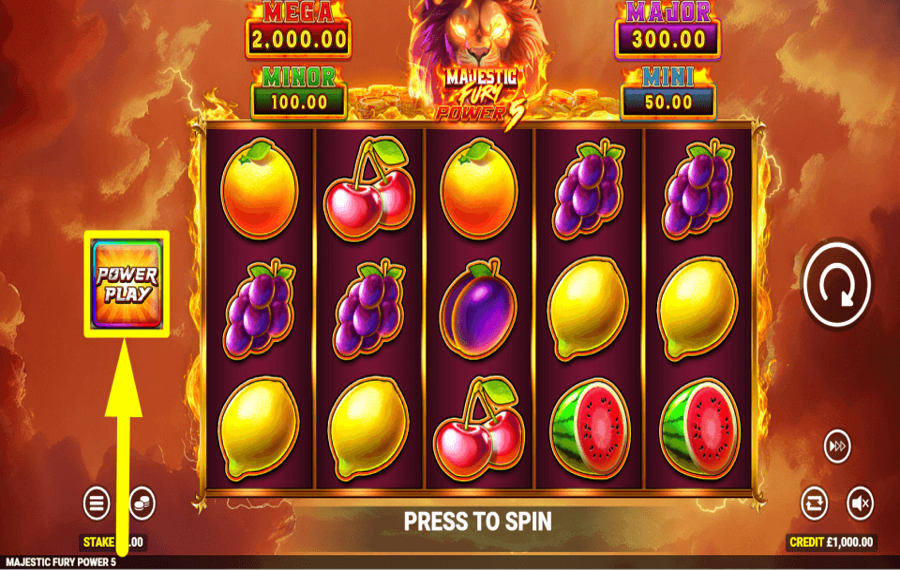 Majestic Fury Power 5 Setzen Sie mehr Münzen ein.