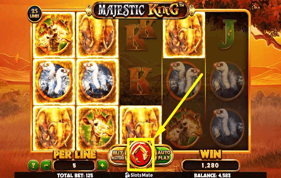 Majestic King Cliquez/appuyez sur le bouton « Spin ».
