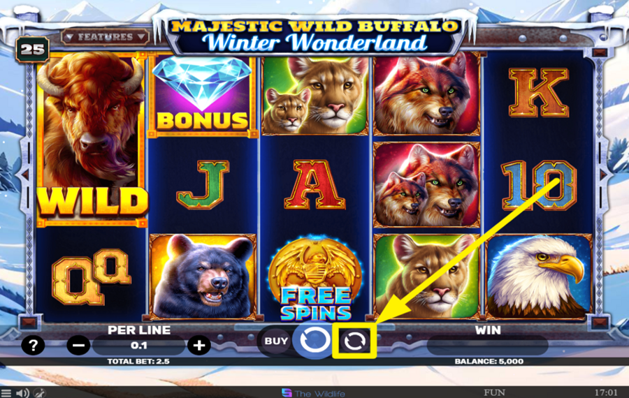 Majestic Wild Buffalo Winter Wonderland VERWENDEN SIE AUTOMATISIERTE SPINS.