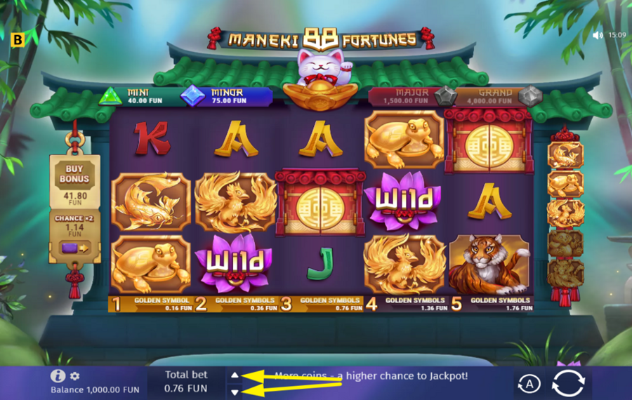 Maneki 88 Fortunes ВЫБЕРИТЕ СУММУ СТАВКИ.