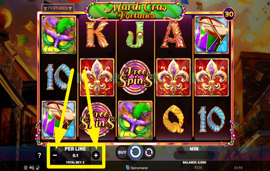 Mardi Gras Fortunes DÉCIDEZ DE VOTRE PARI PAR LIGNE.