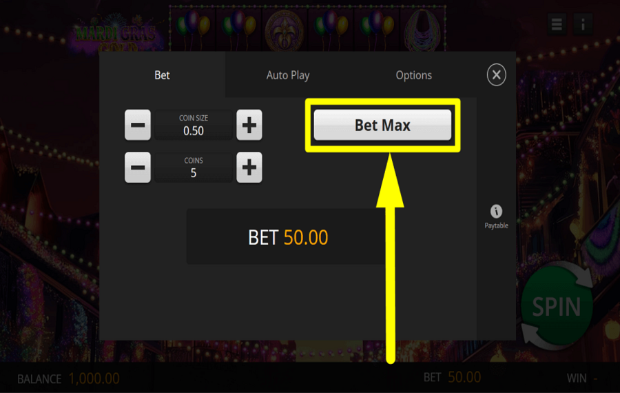 Mardi Gras Gold CONSIDER MAXIMUM BET.