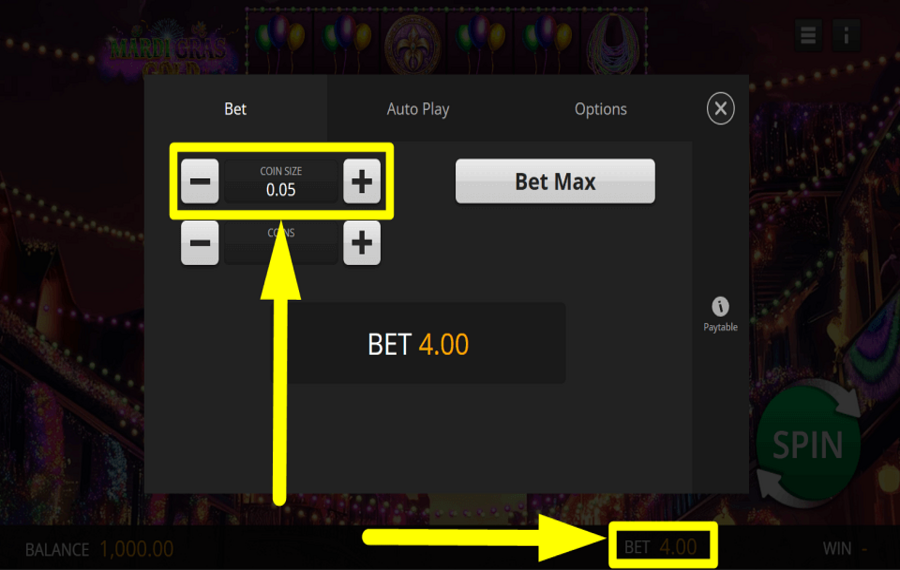 Mardi Gras Gold CONTROL COIN SIZE.