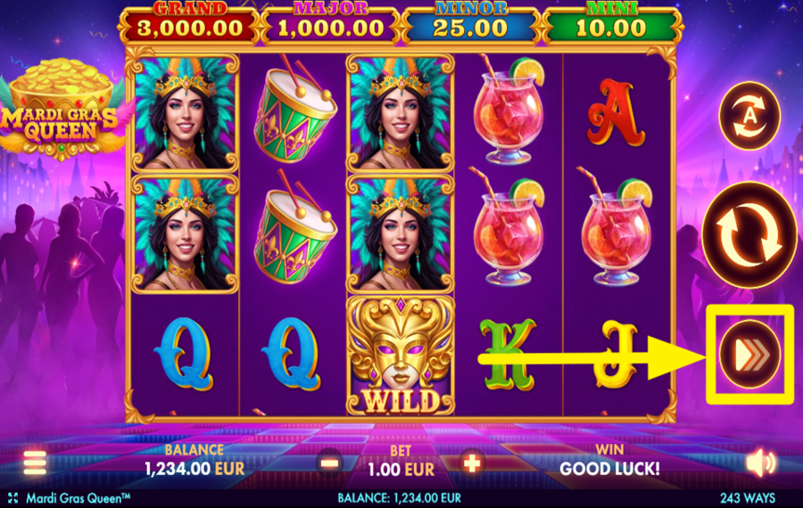 Mardi Gras Queen ACCELERATE THE SPINS.