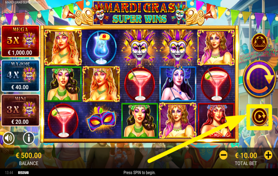 Mardi Gras Super Wins STARTEN SIE AUTOMATISCHE SPINS.