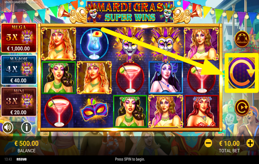 Mardi Gras Super Wins DREHEN, UM ZU GEWINNEN!