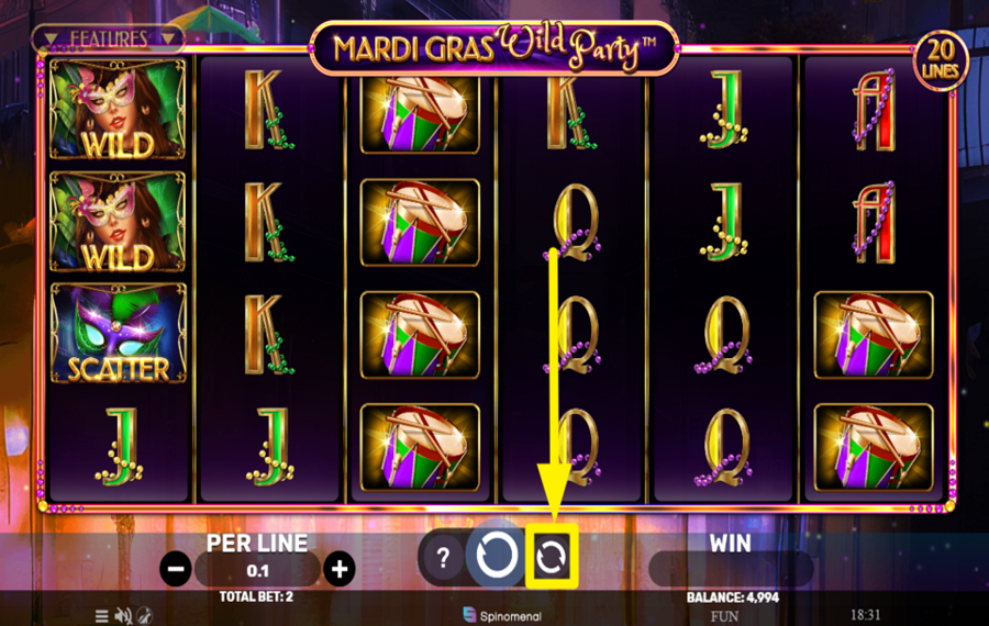 Mardi Gras Wild Party CHOISISSEZ LES TOURS AUTOMATIQUES.