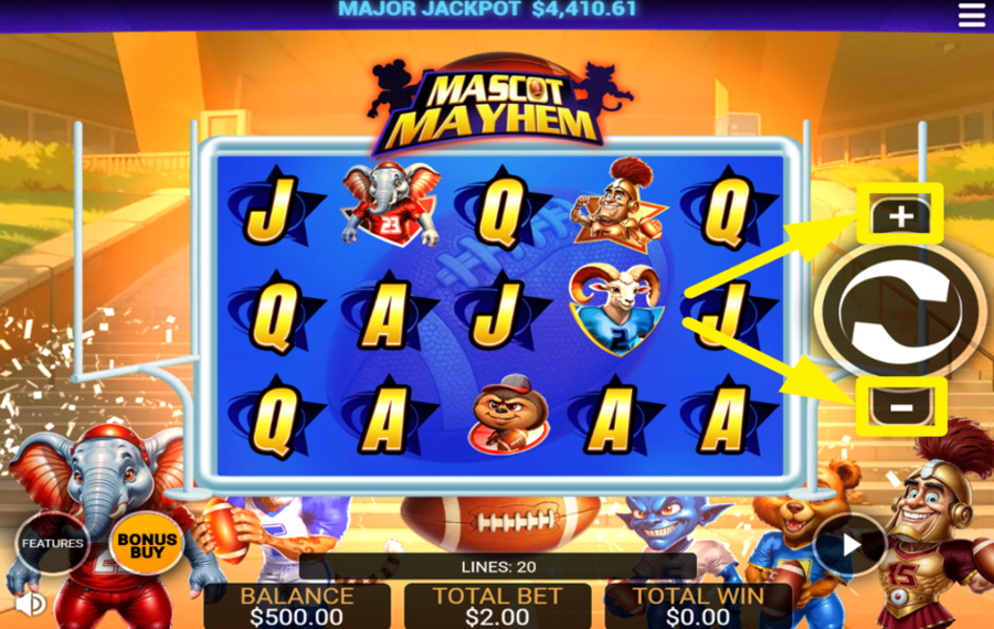 Mascot Mayhem SELECT YOUR BET.