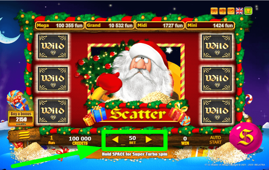 Master of Xmas Scegli l'importo della tua scommessa.