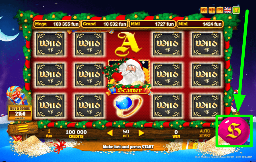 Master of Xmas Fare clic sul pulsante “Dollaro”.