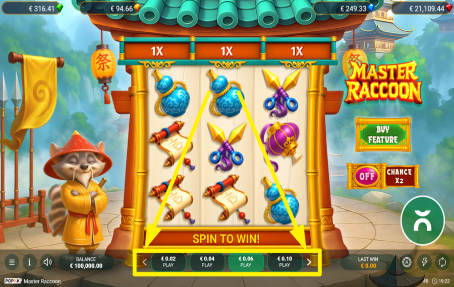 Master Raccoon ASIGNAR UN VALOR DE APUESTA TOTAL.