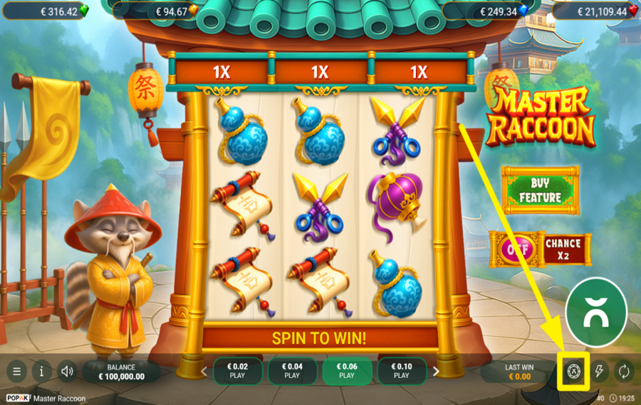 Master Raccoon DETERMINAR EL NIVEL DE APUESTA.